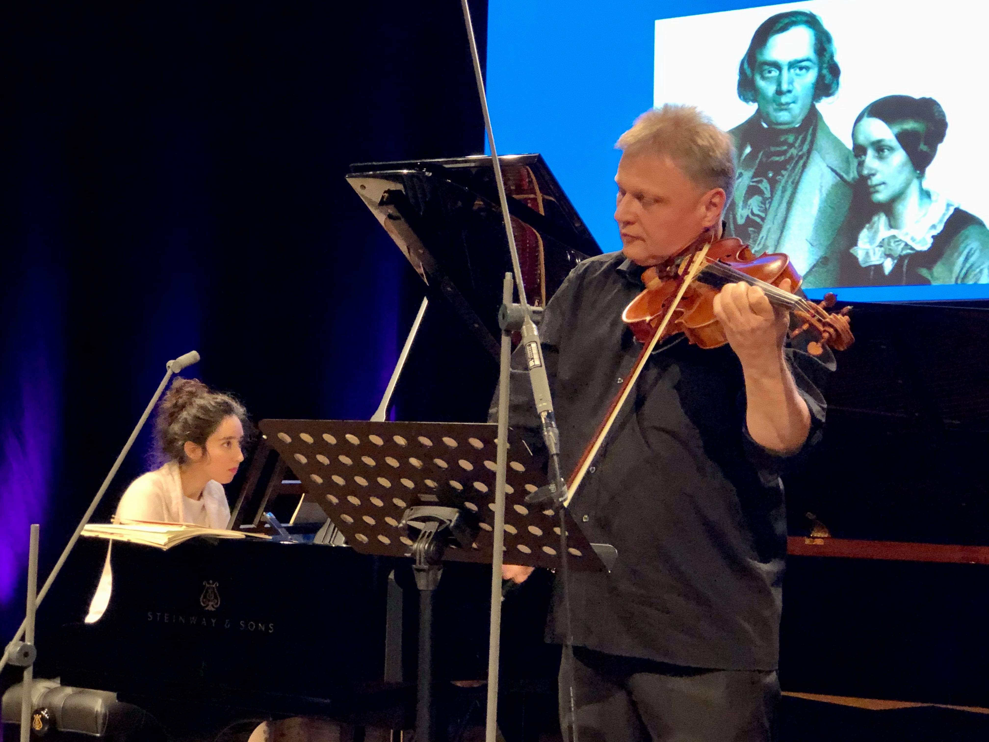 BR Sternstunden "Hommage Clara Schumann" - Probenfoto Duo Hamann-Beck © Marcus Freisem